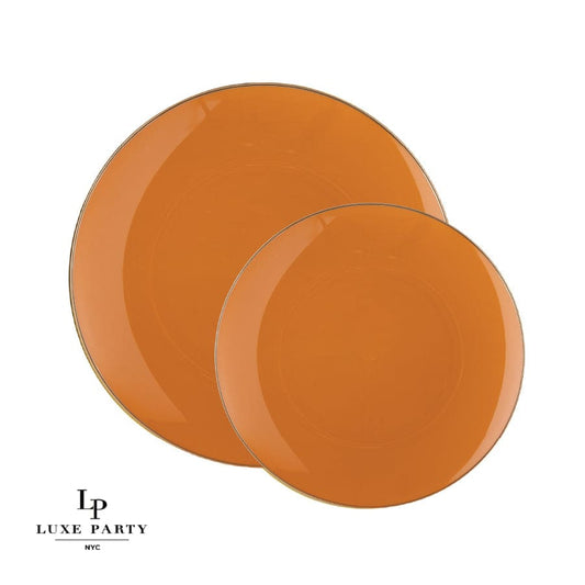 Plastic Dinner Plates: Leather • Gold