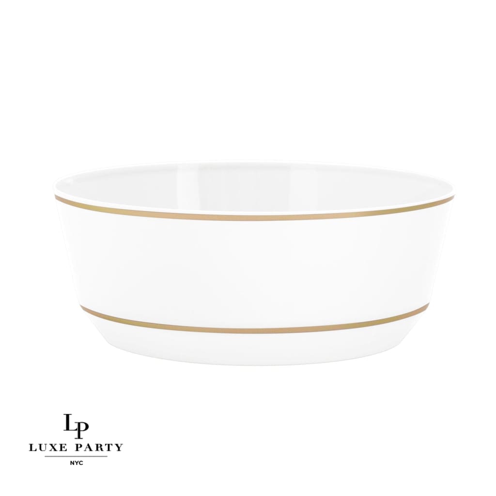 8 Oz. Plastic Bowls: White • Gold