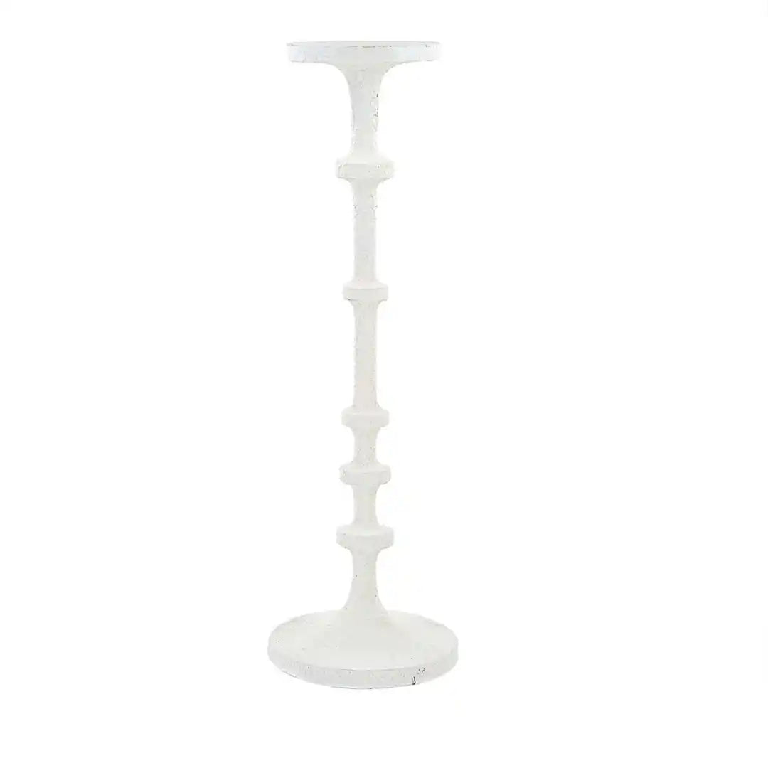 White Metal Candle Holder: Large