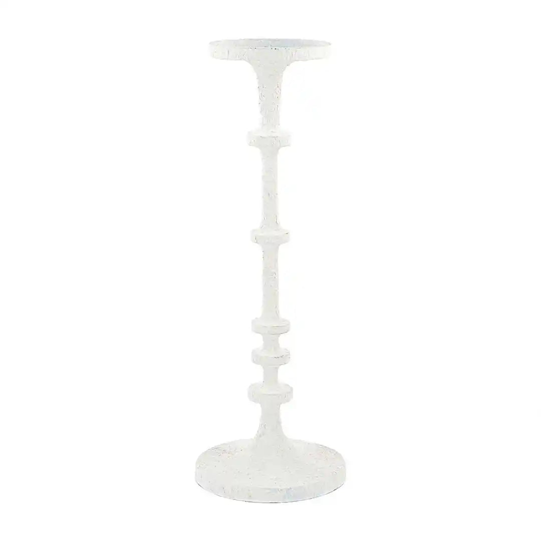 White Metal Candle Holder: Medium