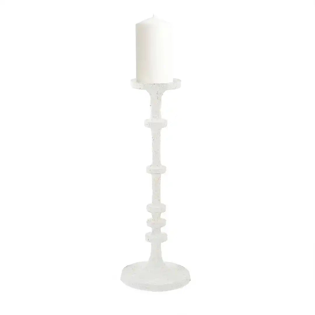 White Metal Candle Holder: Small