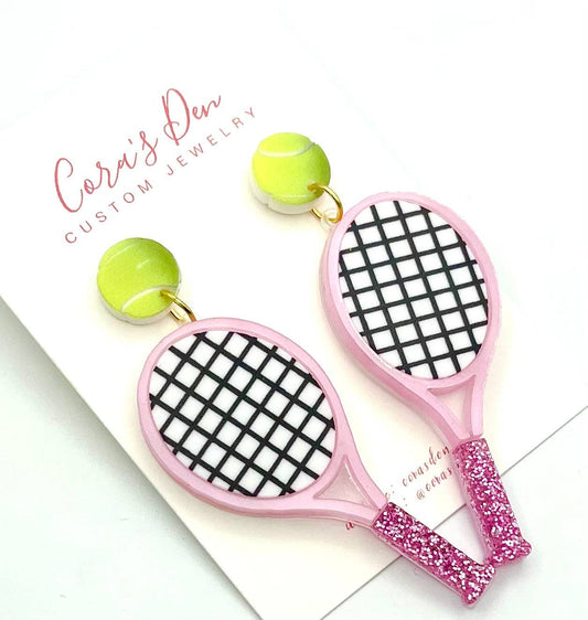 Acrylic Tennis Racket Earrings