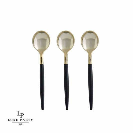 Luxe Party Mini Spoons: Black / Gold