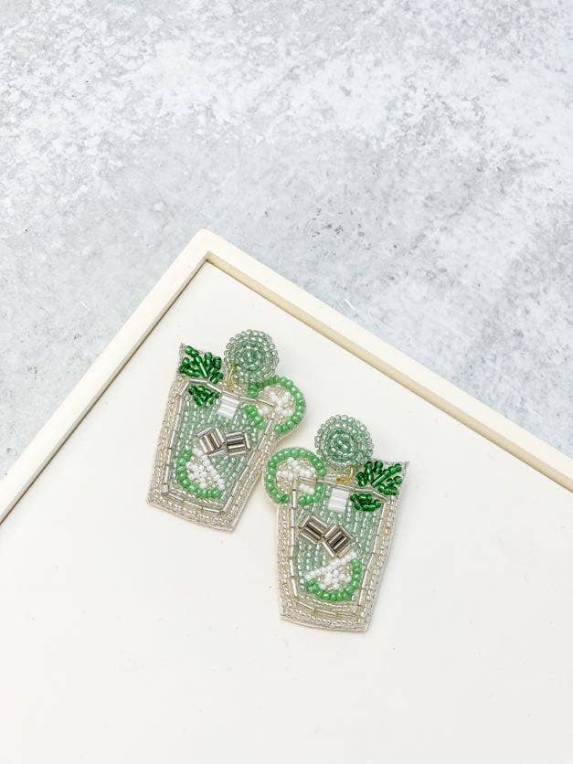 Mint Julep Beaded Dangle Earrings