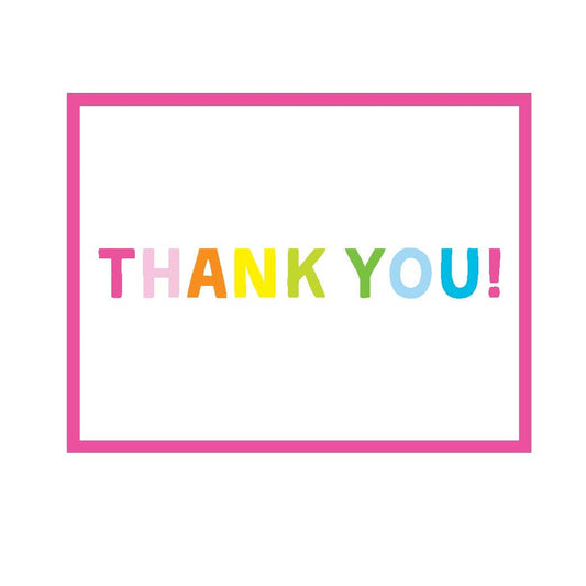 Donovan Designs Foldover Notecards: Thank You with Pink Border