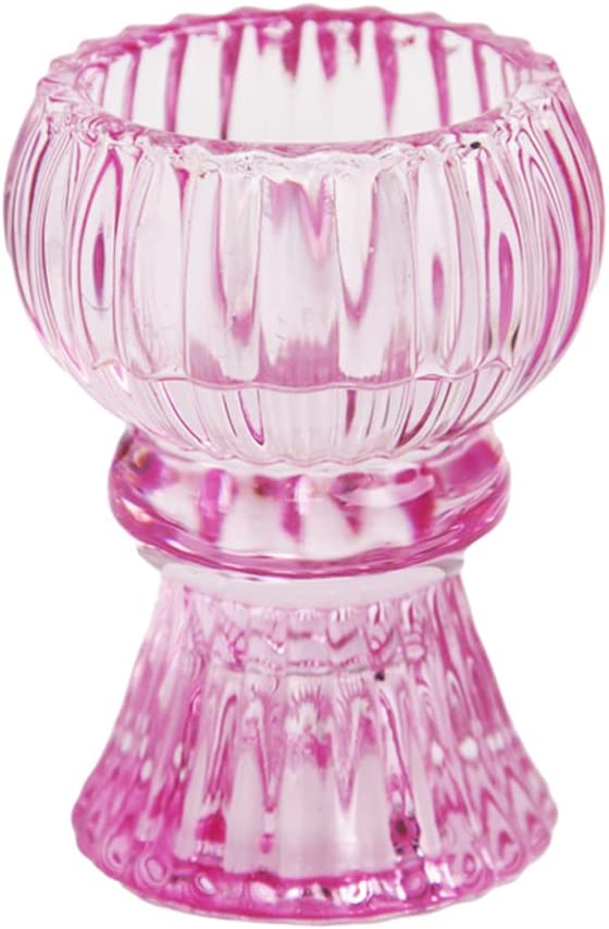 Small Glass Candle Holder: Pink