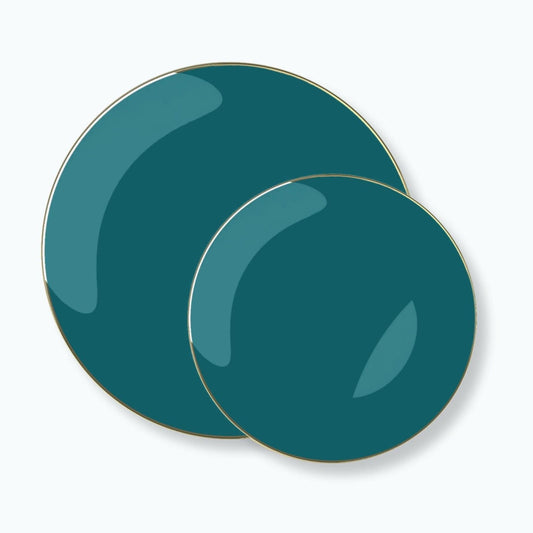 Luxe Party Plastic Dinner Plates: Teal • Gold