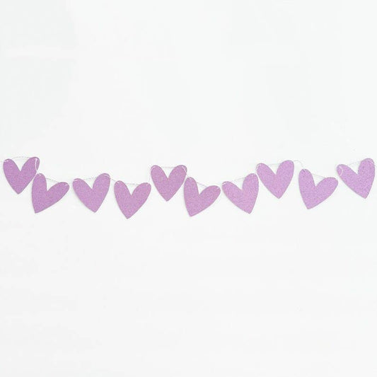 Purple Glitter Heart Banner