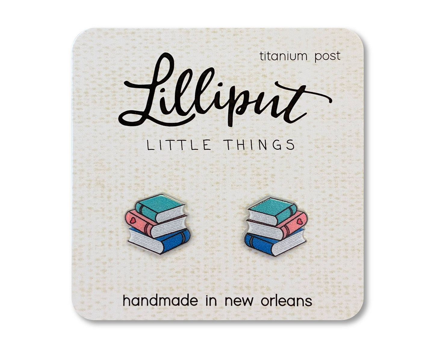 Hypoallergenic Earrings: Book Stacks