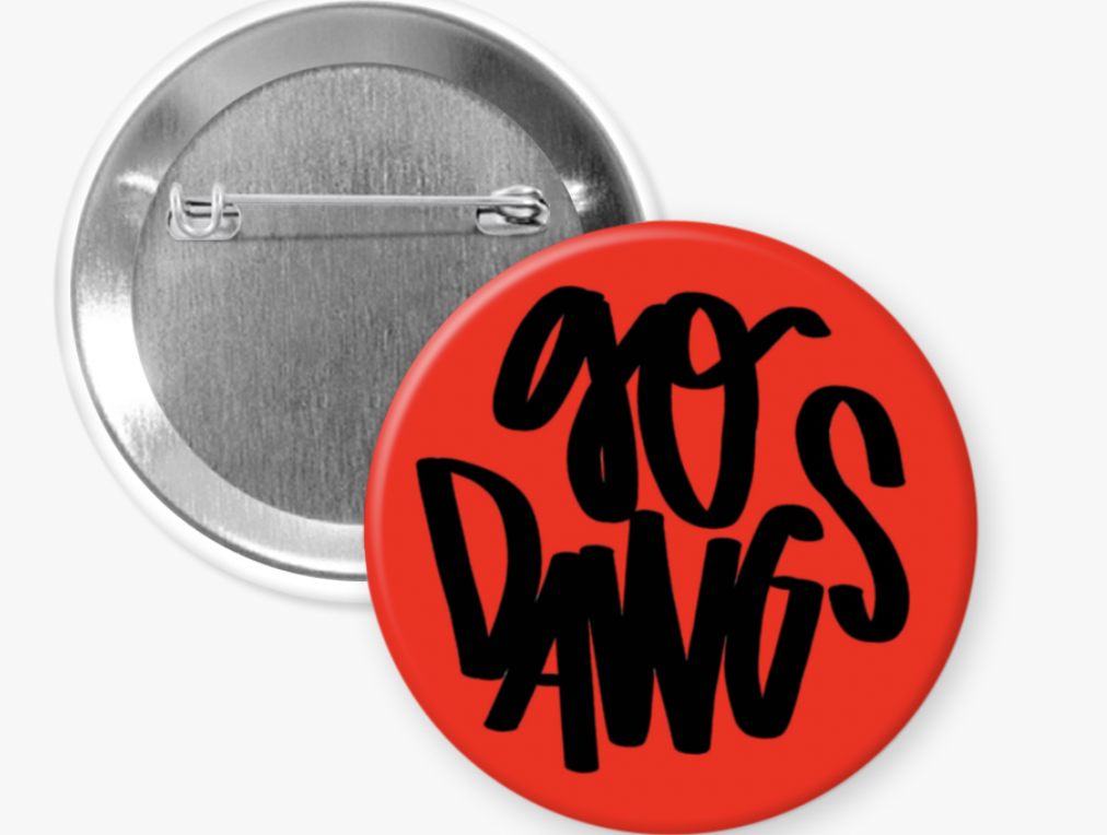AGW Designs Button Pin:  Go Dawgs (UGA)