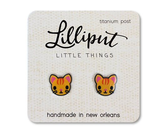 Lilliput Little Things Earrings: Orange Kitty Cat