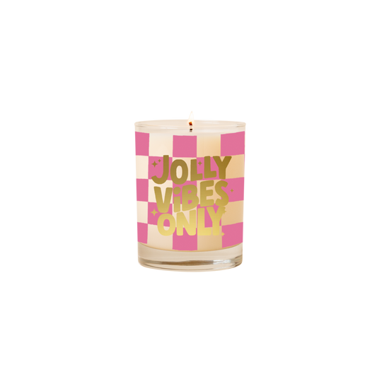 Holiday Candle Rocks Glass: Jolly Vibes Only