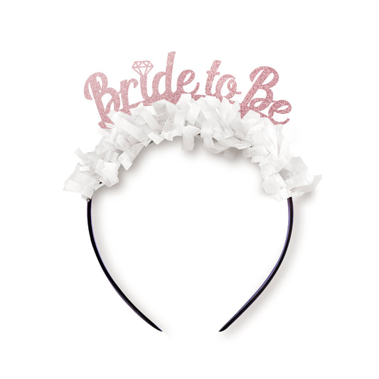 Party Headband: Bride To Be - Rose Gold/White