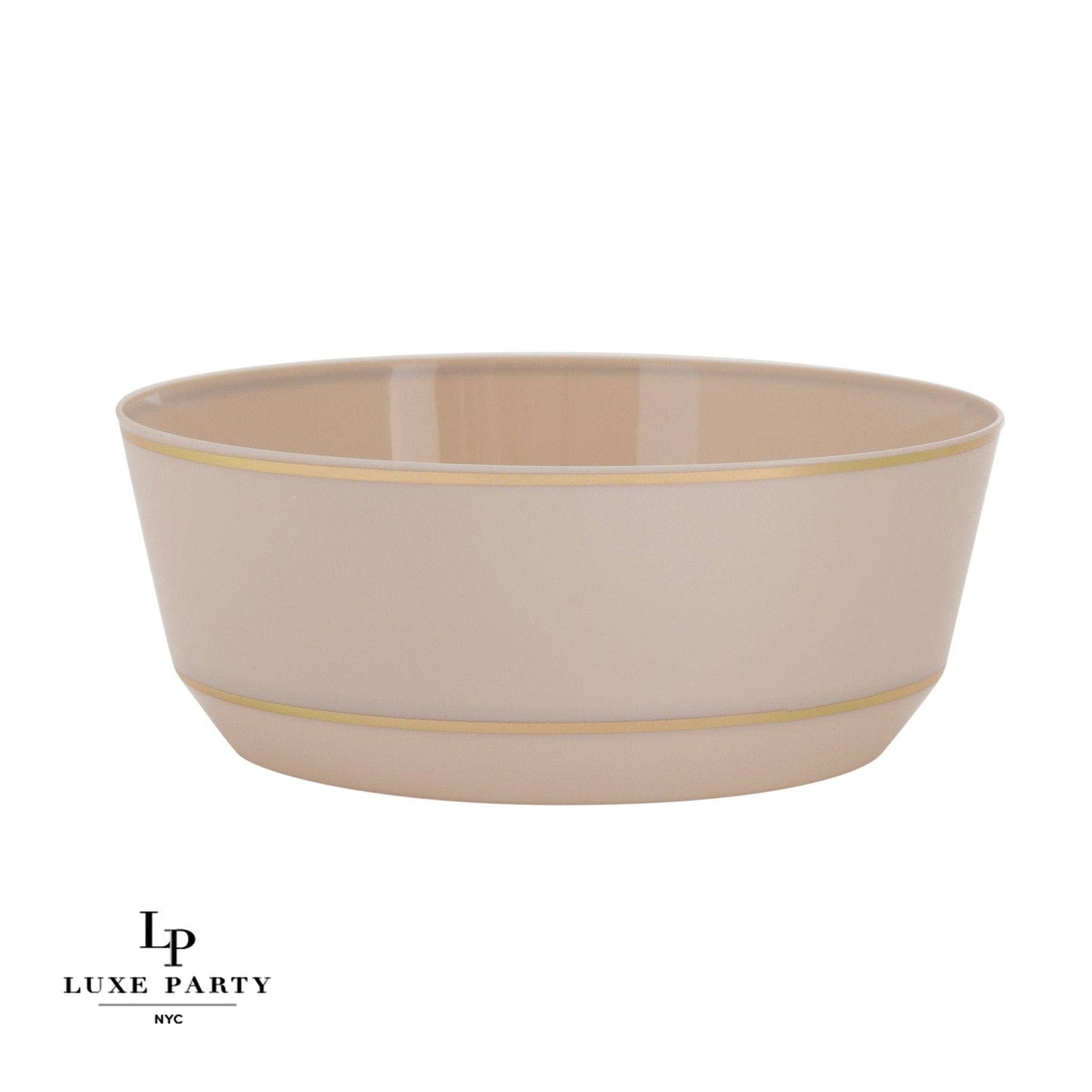 Luxe Party 14 Oz. Plastic Bowls: Linen • Gold