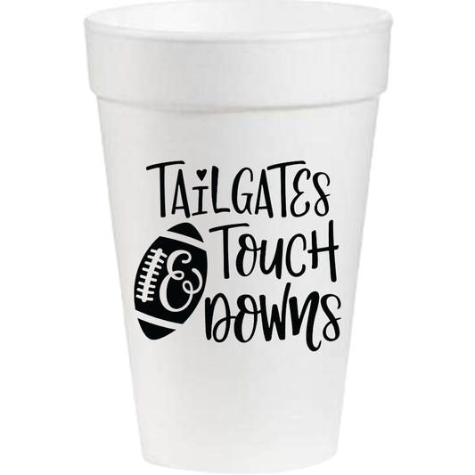 Pink Machine 16 oz. Styrofoam Cups: Orange Tailgates & Touchdowns