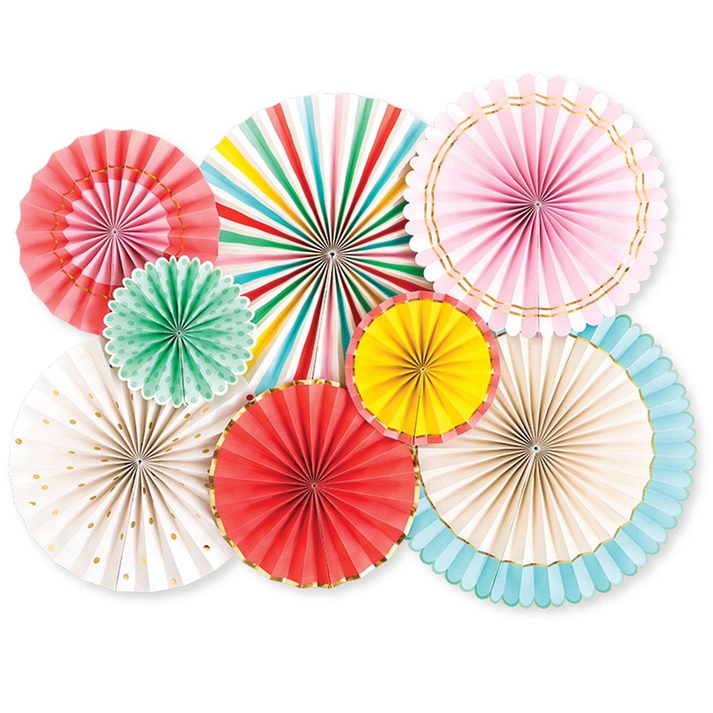 Set of 8 Party Fans: Hip Hip Hooray