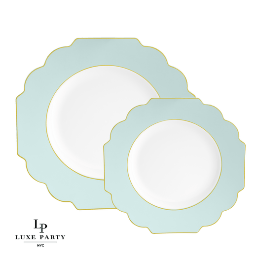 Luxe Party Scalloped Dinner Plates: Mint • Gold