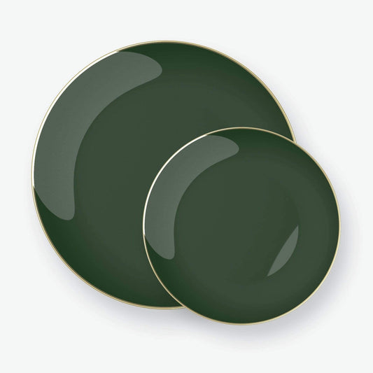 Luxe Party Plastic Dinner Plates: Emerald • Gold