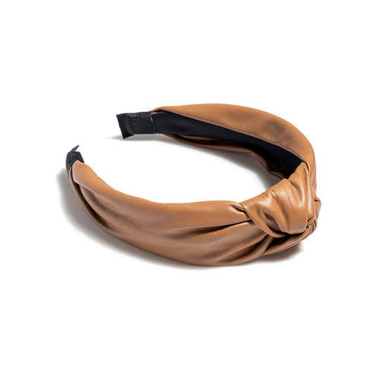 shiraleah Knotted Faux Leather Headband: Brown