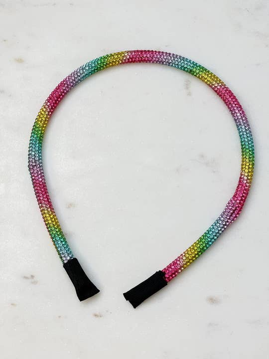 Prep Obsessed Skinny Rhinestone Headbands: Rainbow