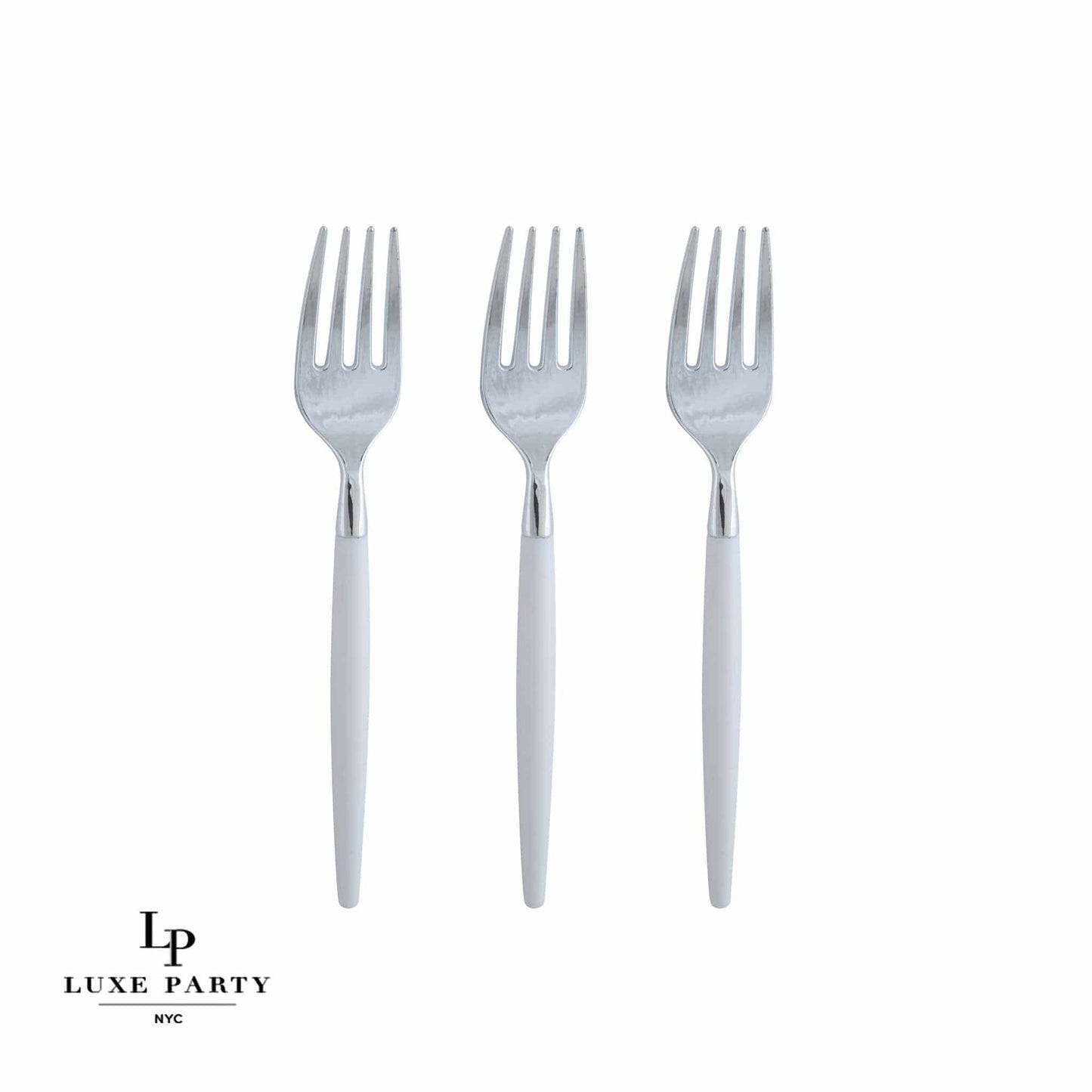 Luxe Party Mini Forks: Clear / Silver