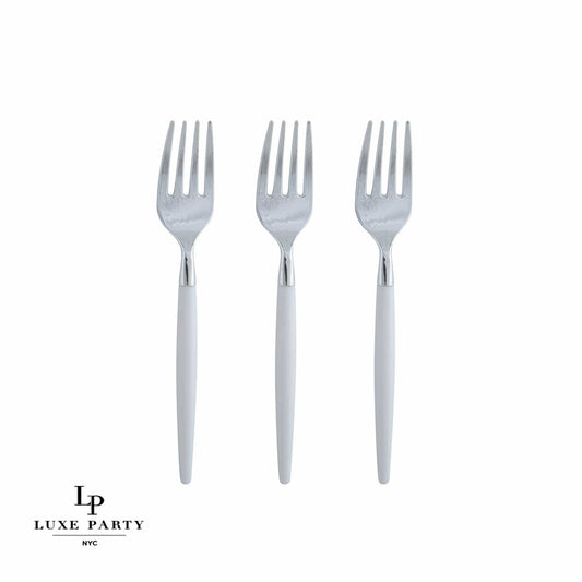 Mini Forks (Set of 20): White / Silver