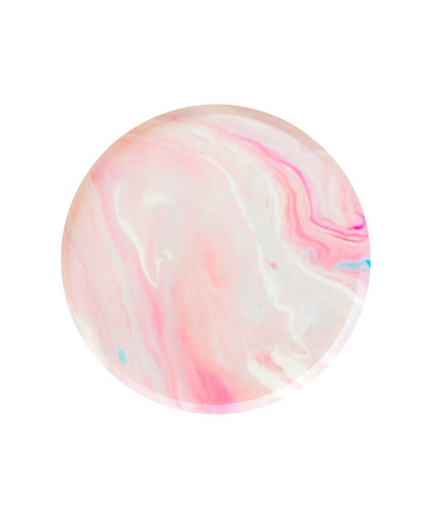 Large Low Rim Plates: Pink Marble