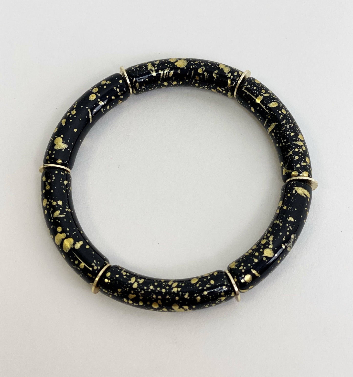 Taylor Shaye Designs Skinny Candy Bracelets: Black/Gold Splatter