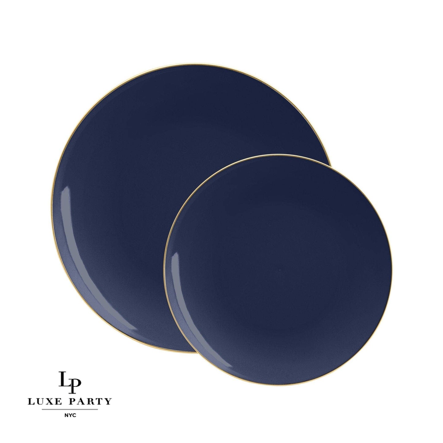 Plastic Dinner Plates: Navy • Gold