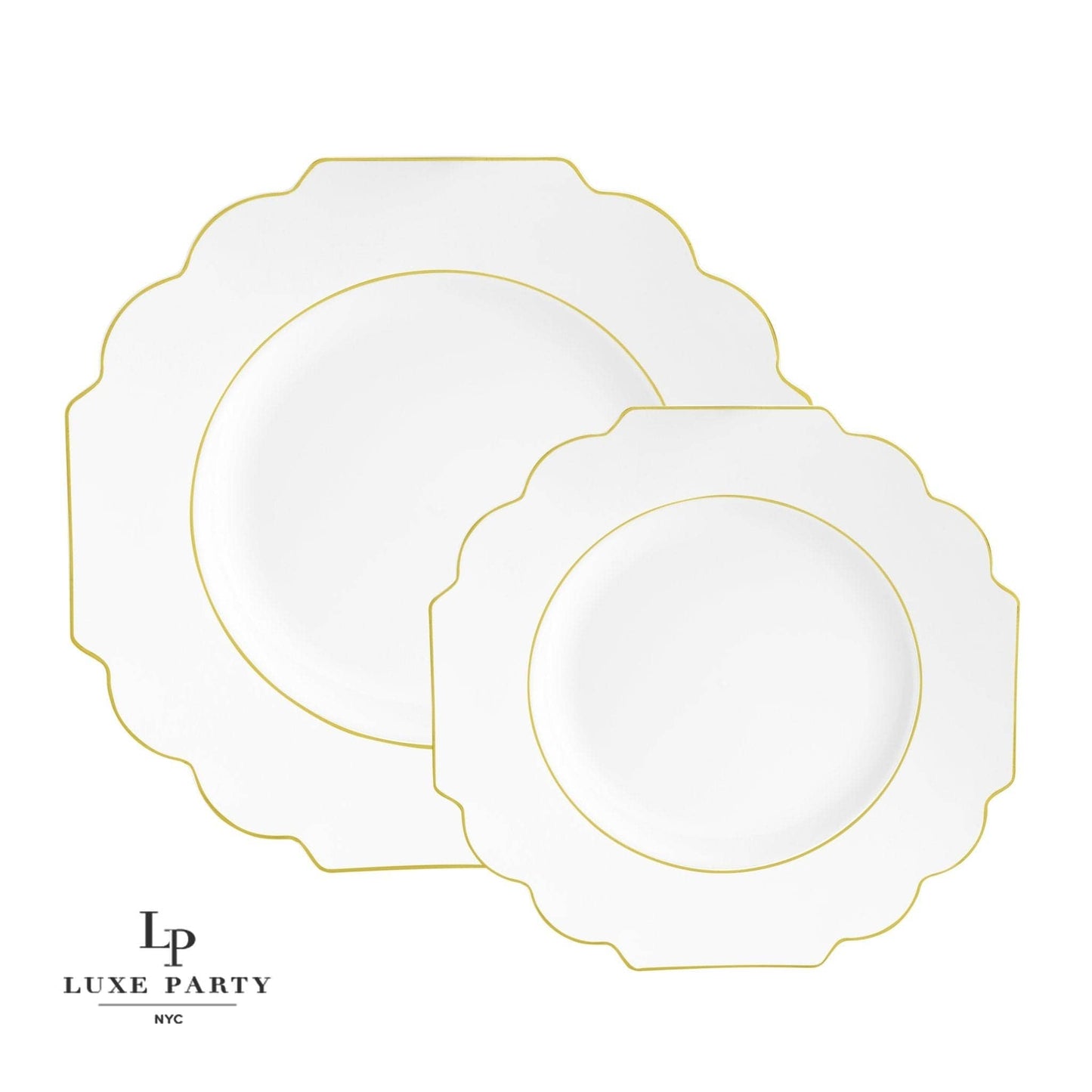 Luxe Party Scalloped Appetizer Plates: White • Gold