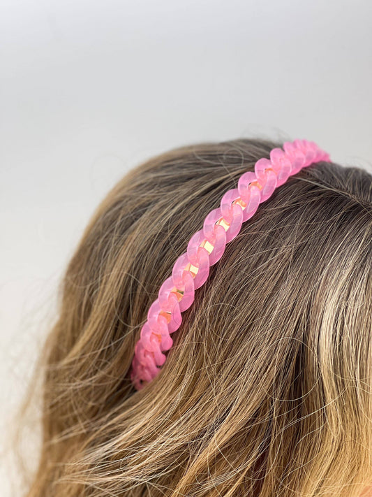 Prep Obsessed Chain Link Acrylic Headband: Pink