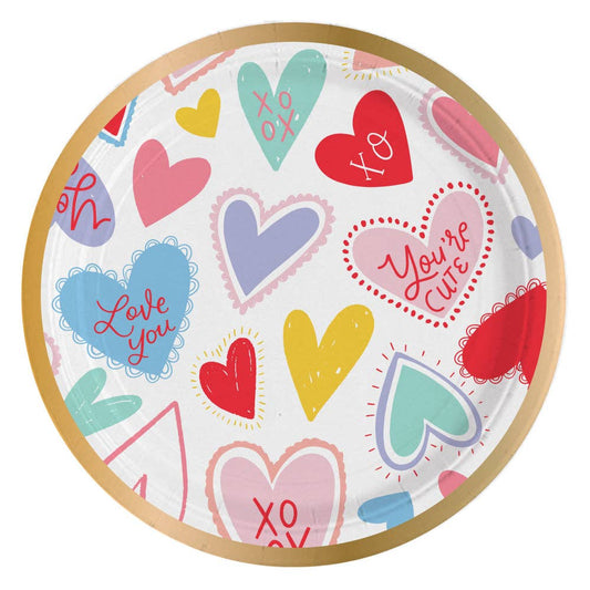 7" Paper Plates: Fun Hearts