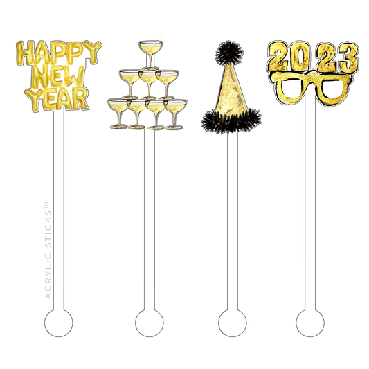 Acrylic Sticks Stir Sticks: Happy New Year