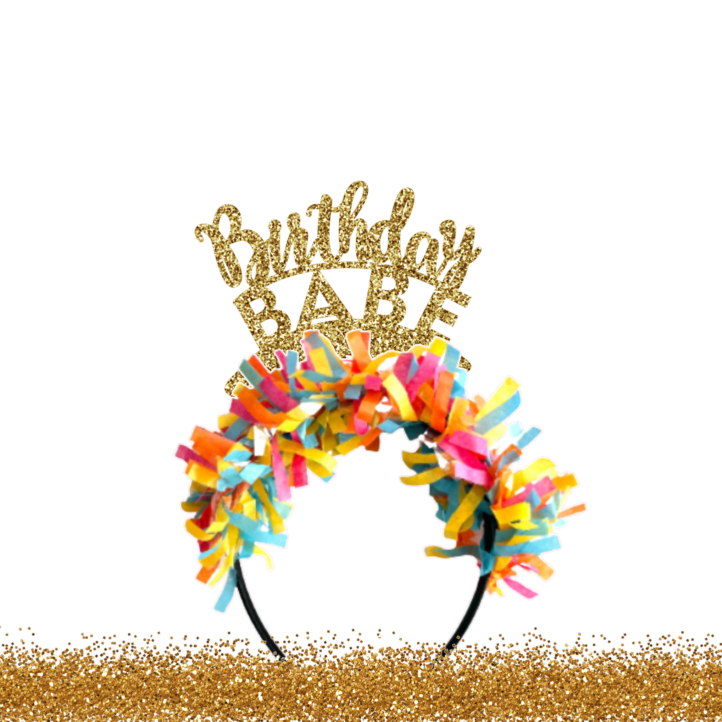 Urenvited Birthday Babe Headband: Gold/Confetti