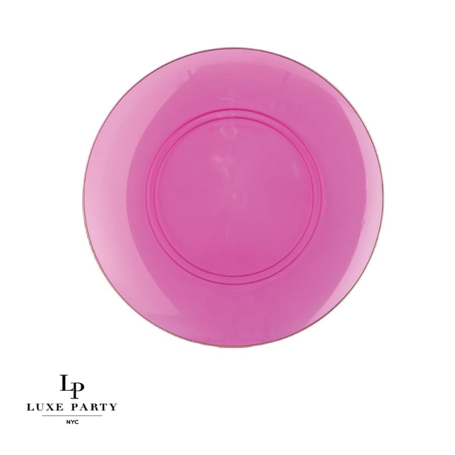 Plastic Dinner Plates: Transparent Hot Pink • Gold