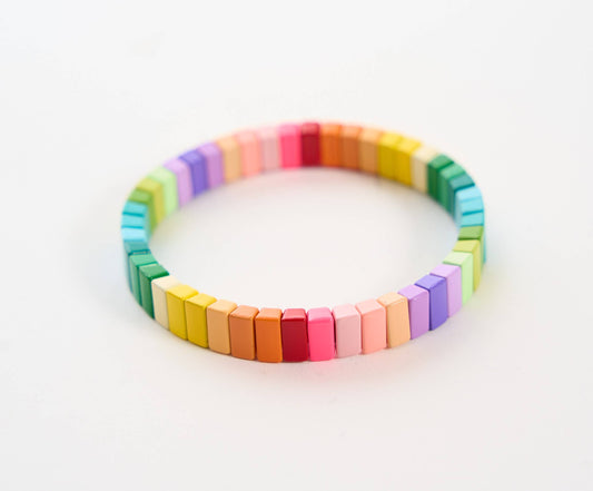 Malibu Sugar Tile Bracelet: Neon Rainbow (Vertical)