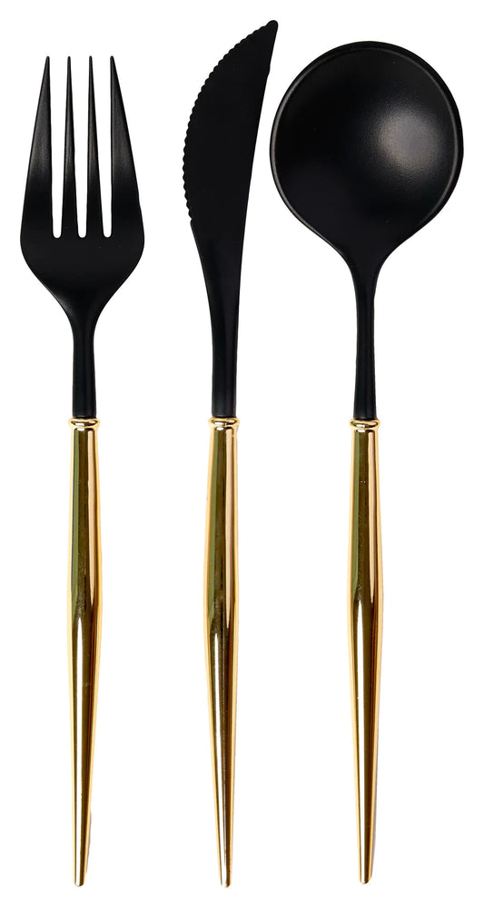 Villa Flatware: Black/Gold Handles