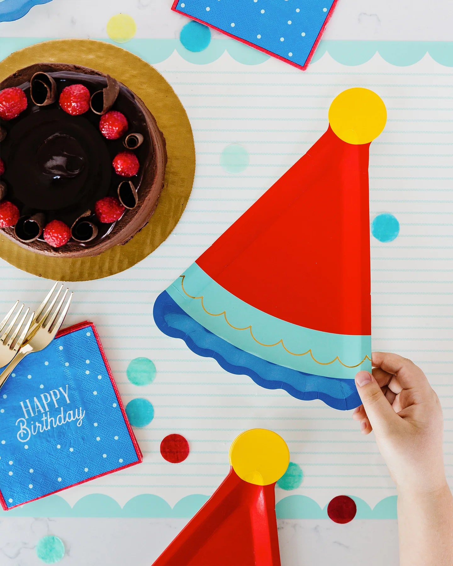 Shaped Plate: Blue Birthday Hat