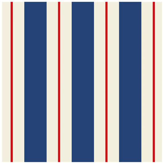 Hester & Cook Cocktail Napkins: Navy & Red Awning Stripe