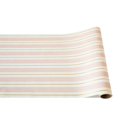 Paper Table Runner: Pink & Gold Awning Stripe