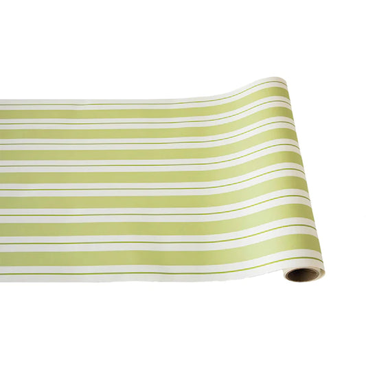 Green Awning Stripe Paper Table Runner