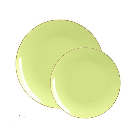 Plastic Dinner Plates: Lime • Gold