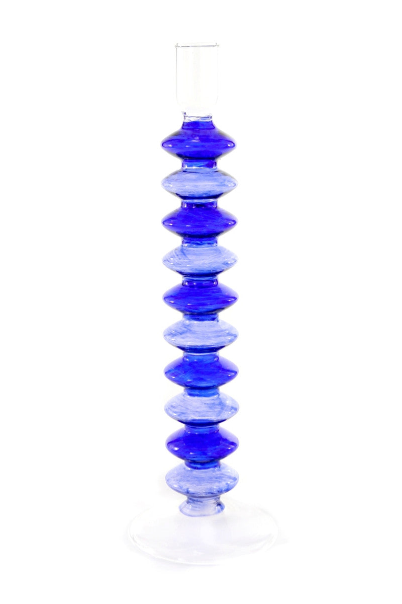 Stacked Small Disc Candlestick: Blue