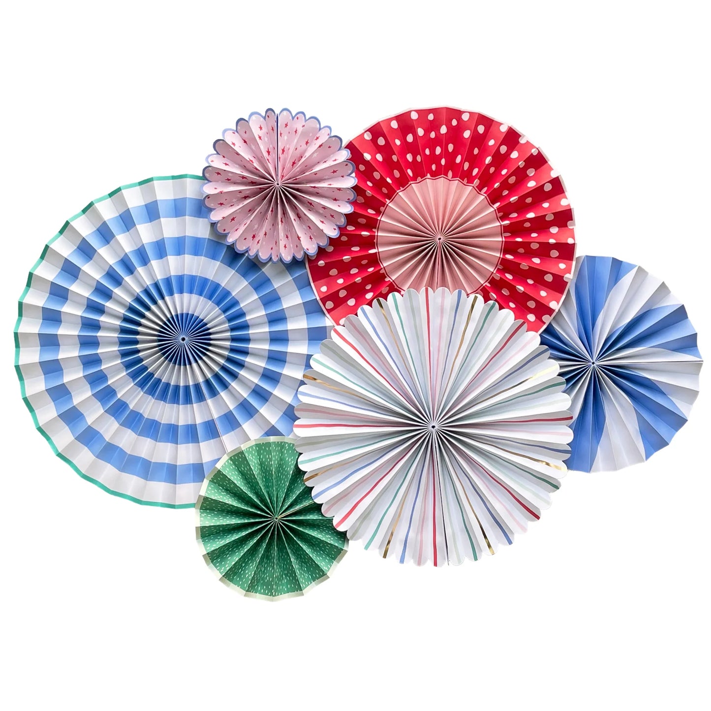 Set of 6 Party Fans: Oui Party Birthday Party Fans