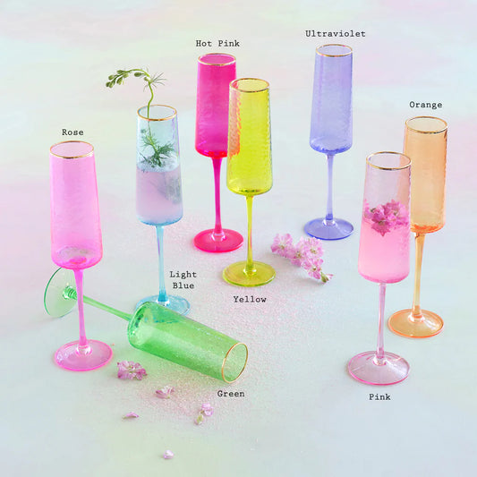 Rainbow Champagne Flutes (Assorted Colors)