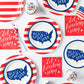 9" Plates: Red & White Stripe