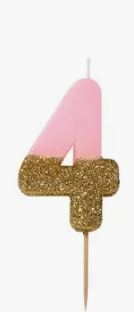 Pink and Gold Glitter Number Candle: 4