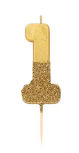 Gold Glitter Number Candles: 1
