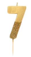 Gold Glitter Number Candles: 7