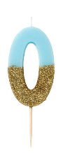 Blue and Gold Glitter Number Candle: 0